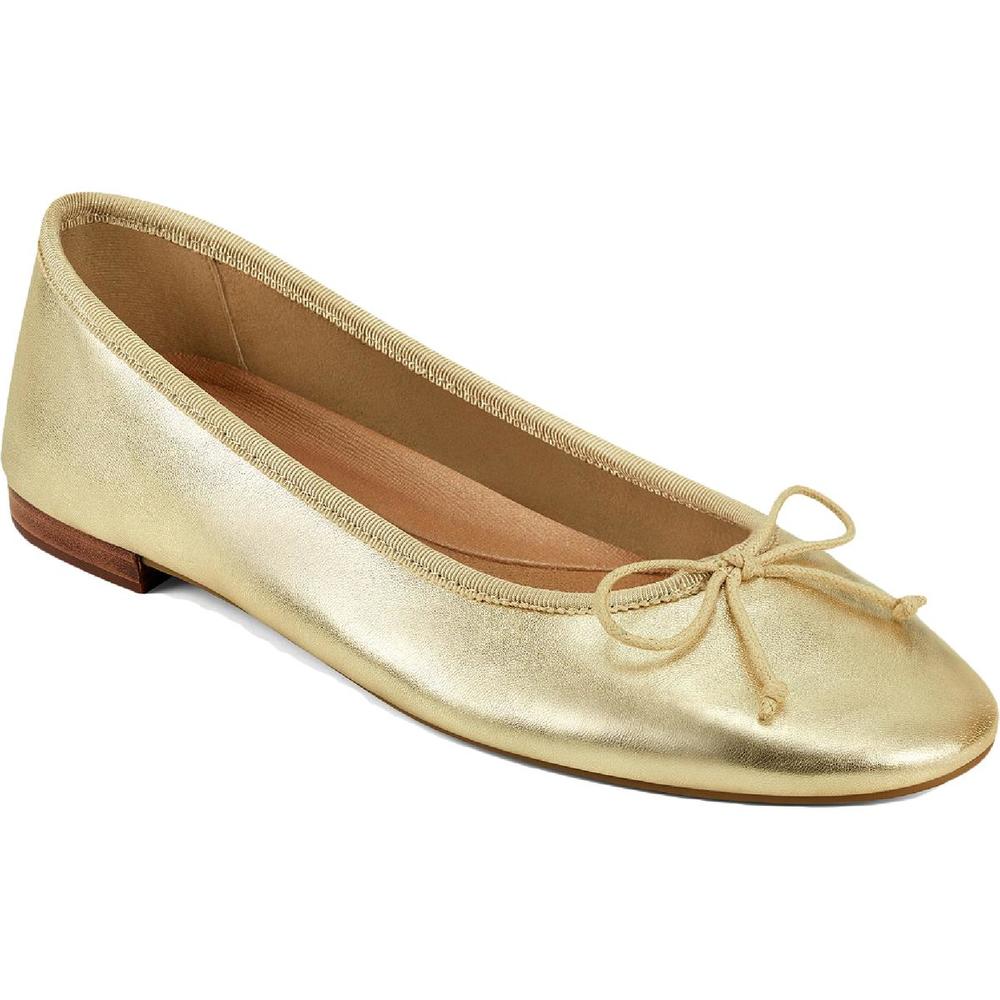 Aerosoles Womens Homerun Gold Metallic Bow Slip On Ballet Flats Shoes NWT-